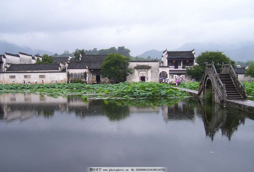 宏村写生 文化遗产 荷花塘 桥 旅游摄影 其他 景色 摄影图库