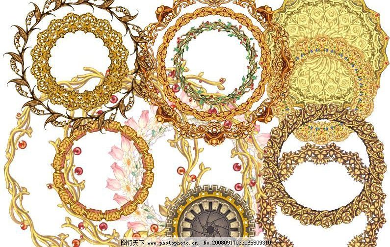 圆形花纹 金属质感 圆形边框 花纹 古典 欧式 psd分层素材 其他 源