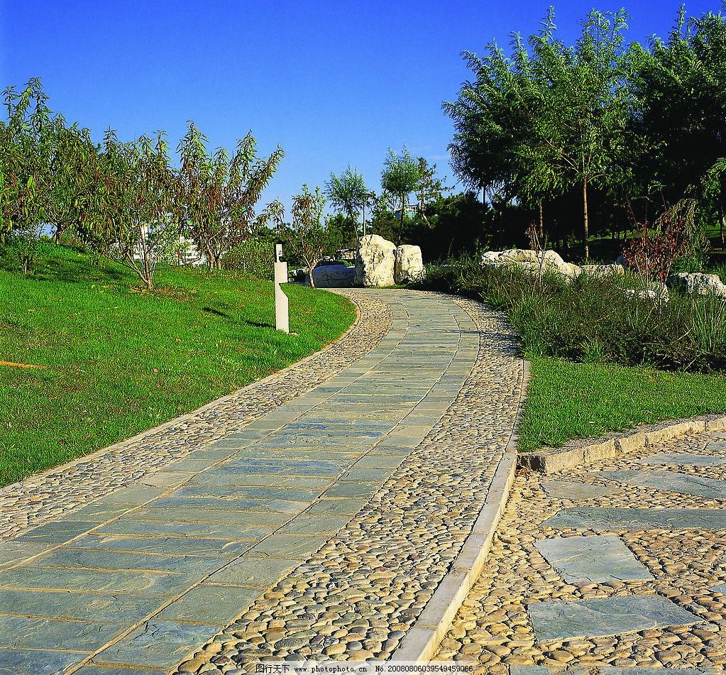 公园 景物 地产素材 小路 石头路 树木 园林 建筑园林 园林建筑 摄影